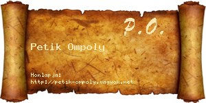 Petik Ompoly névjegykártya